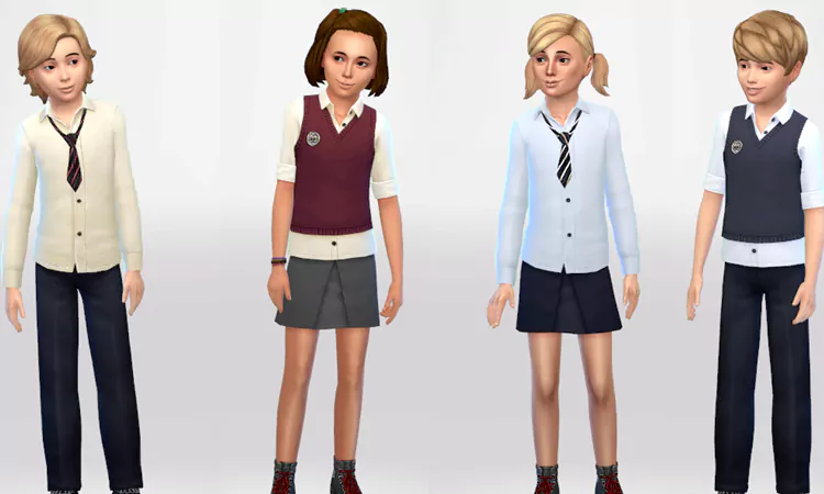 sim 4 School Uniform CC and mods