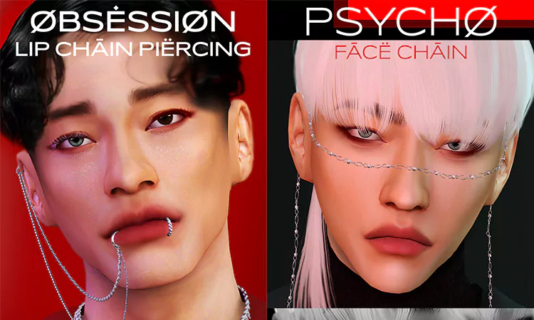 Sims 4 Obsession Lip Chain Piercing + Psycho Face Chain