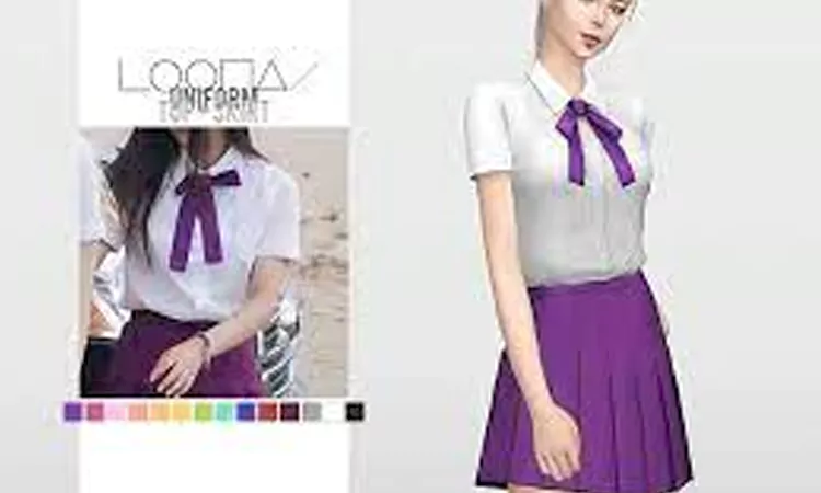 Sims 4 Top and Skirt Loona Uniform