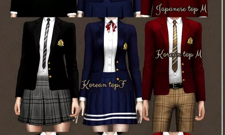 sim 4 Boys And Girls School Uniform Set