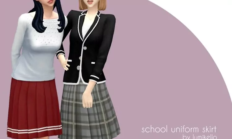 sim 4 Plain Skirt for A School Uniform