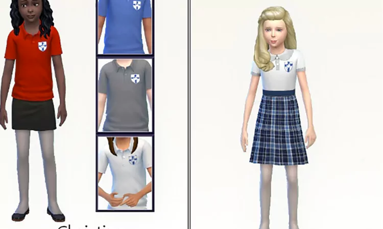 sim 4 Private School Uniform Shirt + Jumper