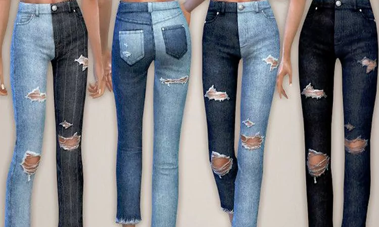 Sims 4 Ankle Two tone Jeans