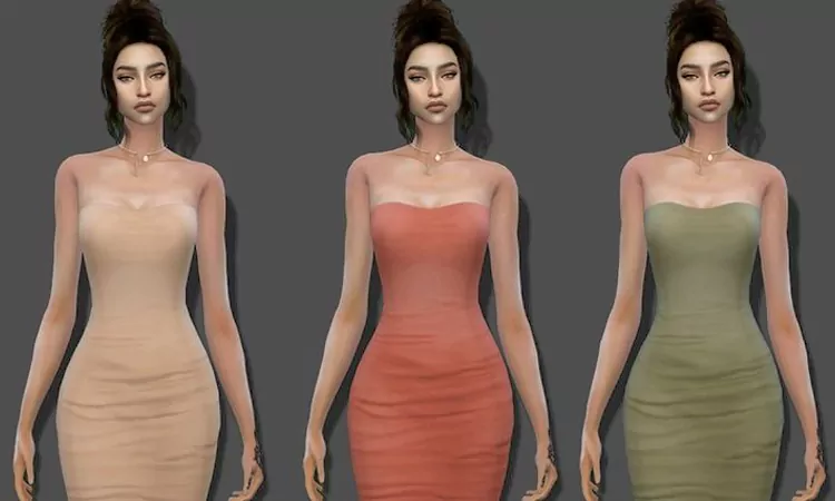 Sims 4 Midi Strapless Dress