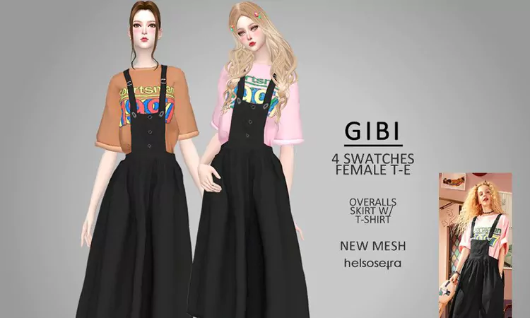 Sims 4 Overalls GIBI with Tee