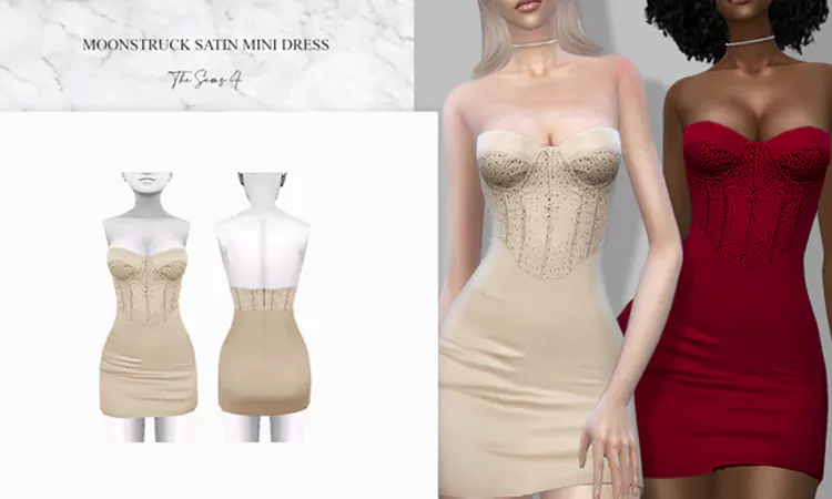 Sims 4 Satin Moonstruck Small Dress