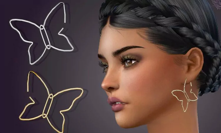 Sims 4 Set of Earrings Butterfly Feeling